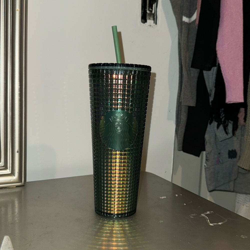 Army green iridescent Venti Starbucks cup